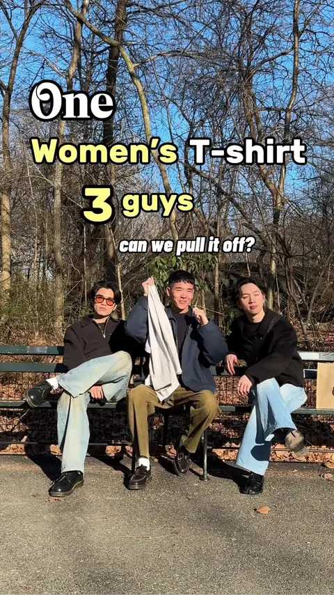 video cover: 3 different body types with the same women’s tee shirt from muji