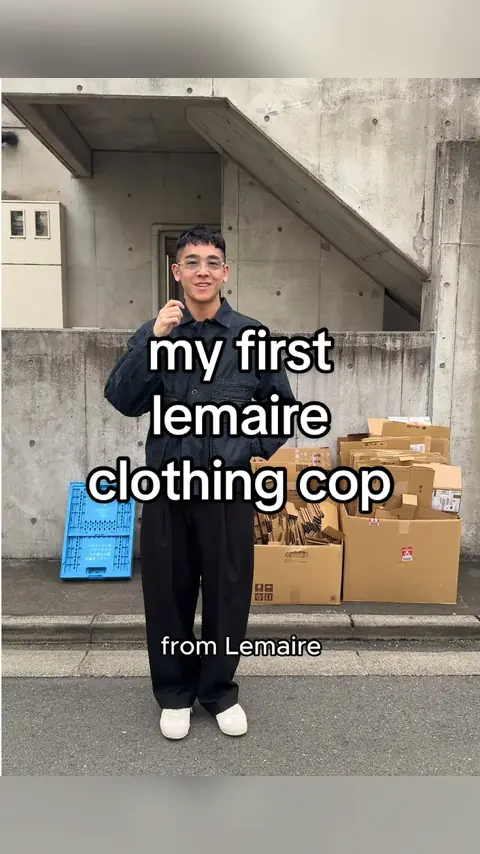 video cover: first lemaire clothing cop and now I see it’s on sale after buying 😭 (boxy jacket heavy…