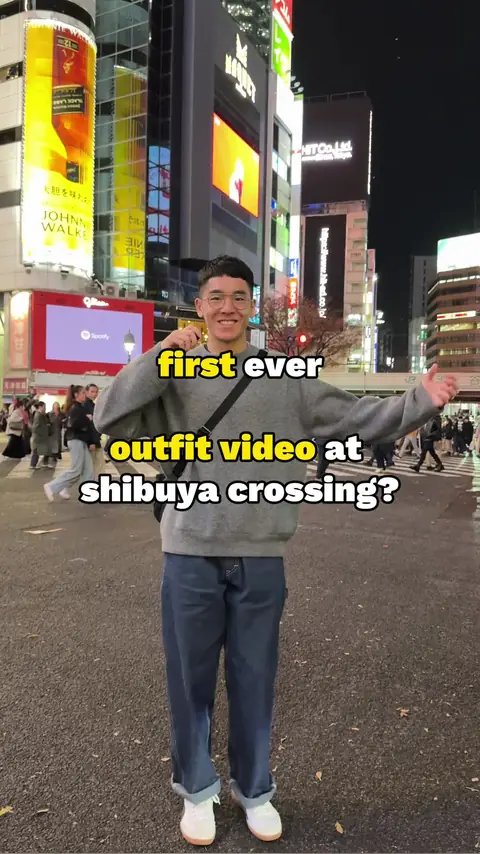 video cover: the first ever outfit explainer video in shibuya crossing, styling raw denim painter…