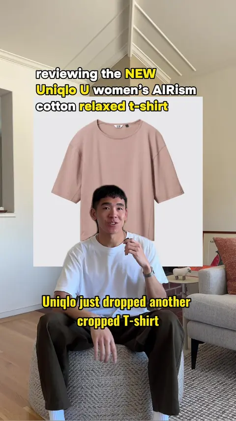video cover: reviewing the new uniqlo u women’s airism cropped t shirt. its the newest airism relaxed…
