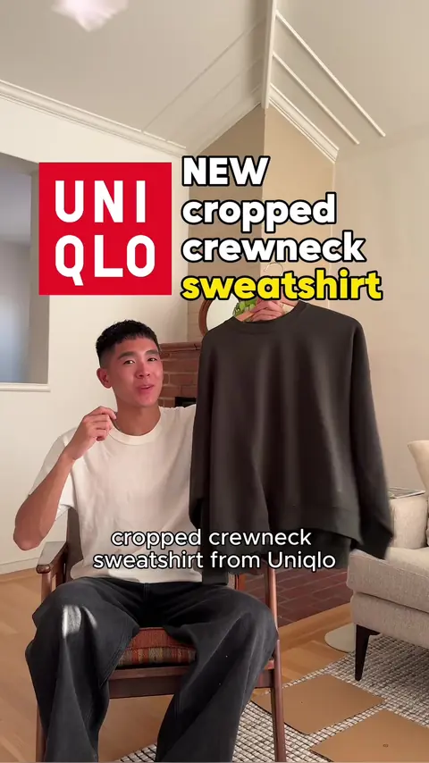 video cover: NEW uniqlo cropped crewneck sweatshirt in the women’s section, and it works great for…